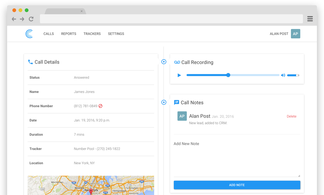 call tracking dashboard