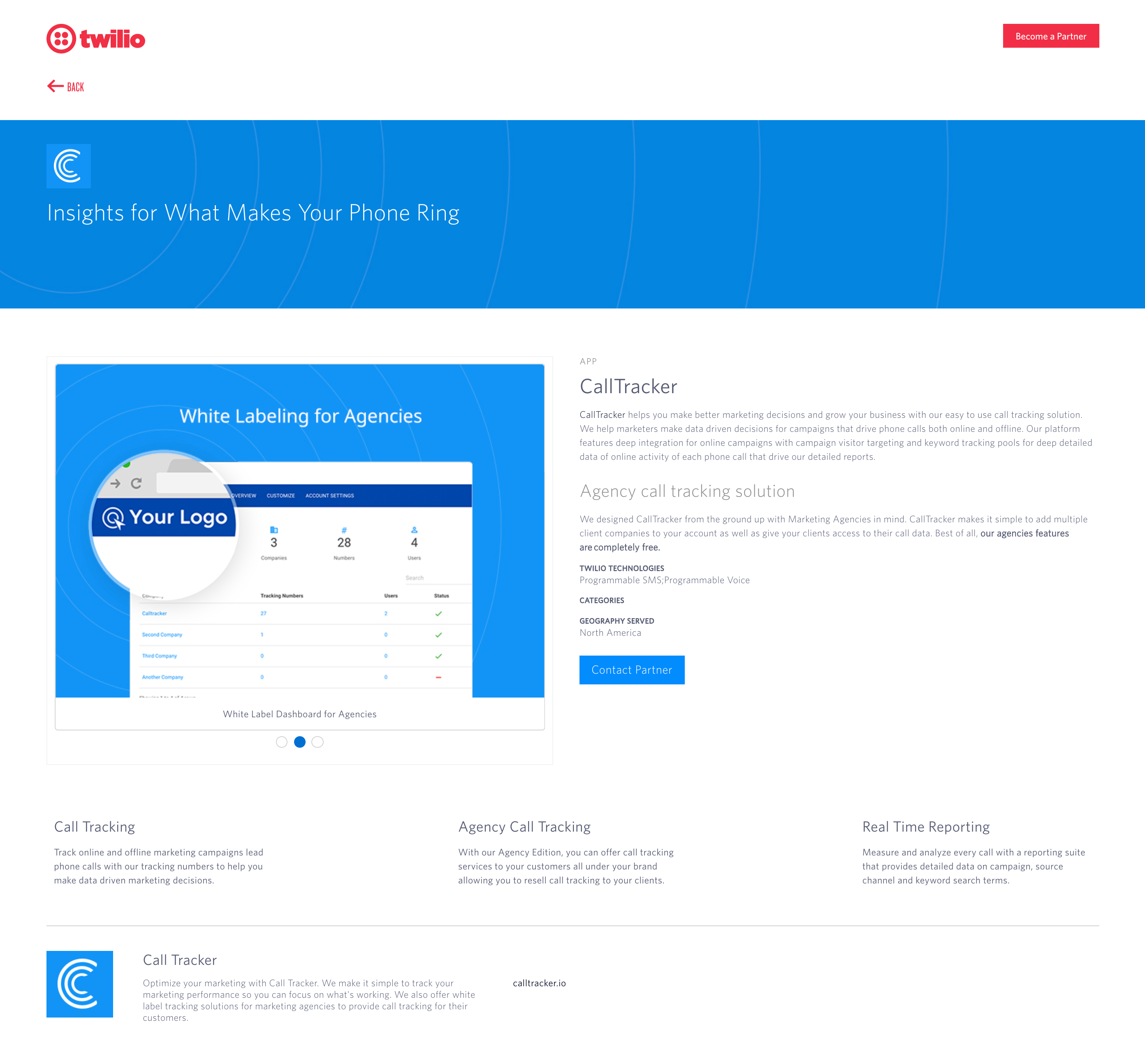 twilio calltracker partner listing
